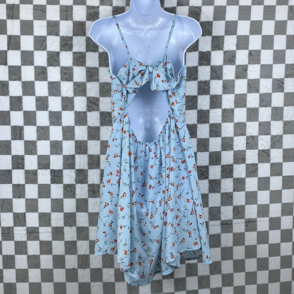 Baby Girl dresses pink strawberry blue floral with cute back tie 1xl 2xl Curve - Picture 6 of 10
